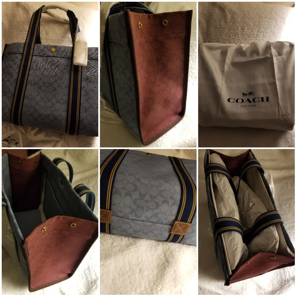 🎀NWT Authentic Coach Jacquard Spin Tote 42. Color: Slate.💖 - Picture 13 of 15